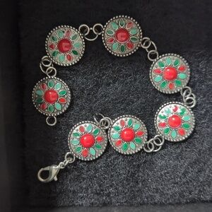 Gorgeous Handmade Silver and Red Bracelet